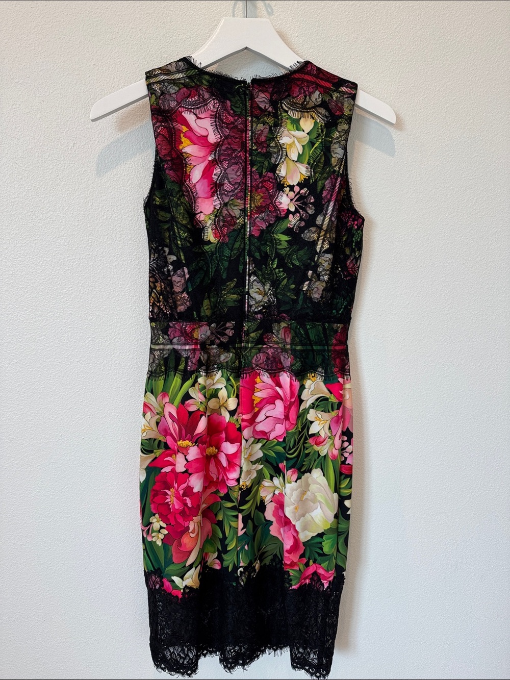 Tadashi Shoji Black Lace Floral Print Sheath Dress - Picture 3 of 14
